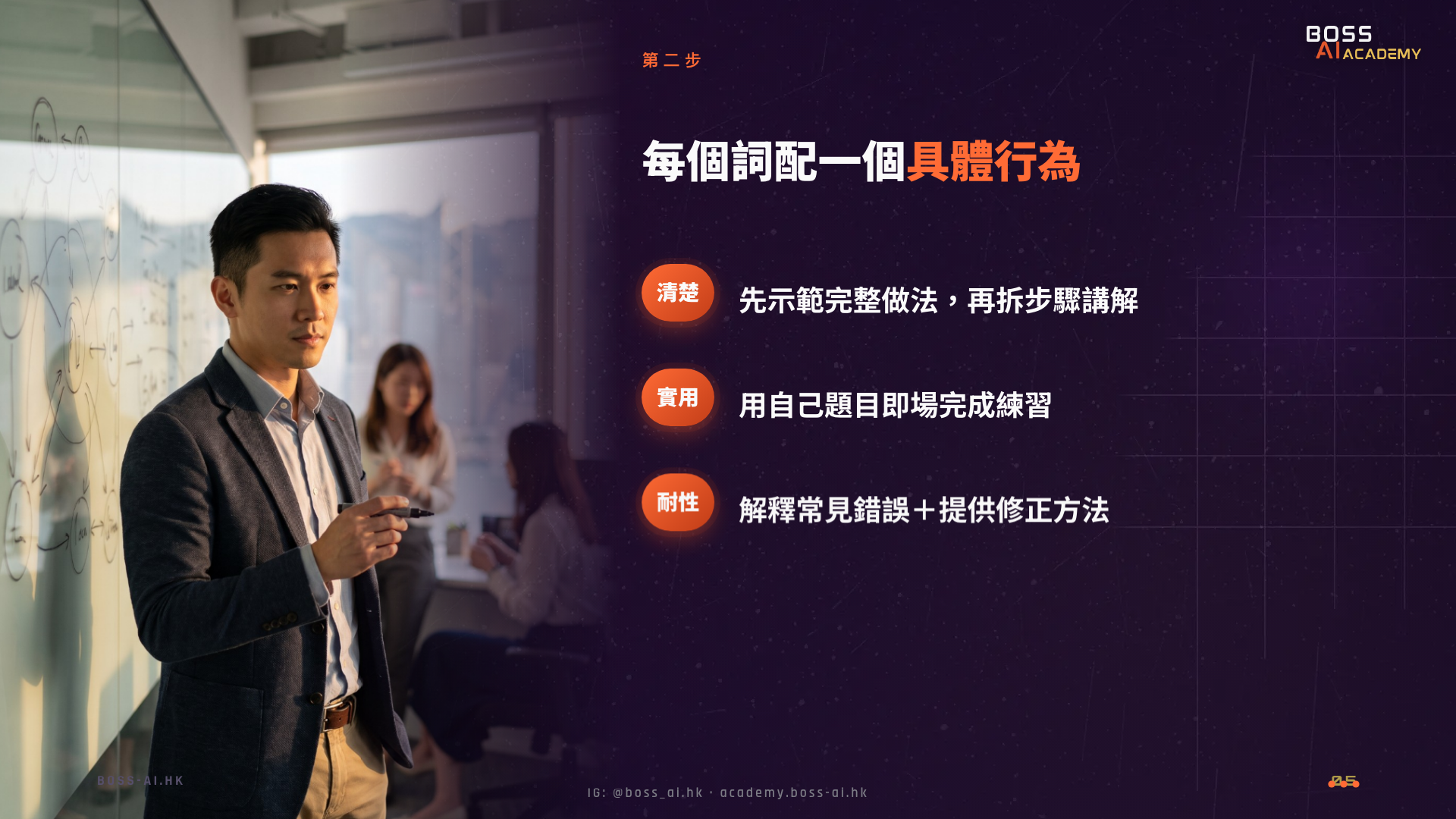 實際課程畫面:每個詞配一個具體行為